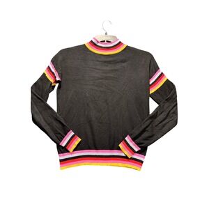 Joseph A. Sweater Women PS Black Striped Mock Neck Long Sleeve J4F614010S